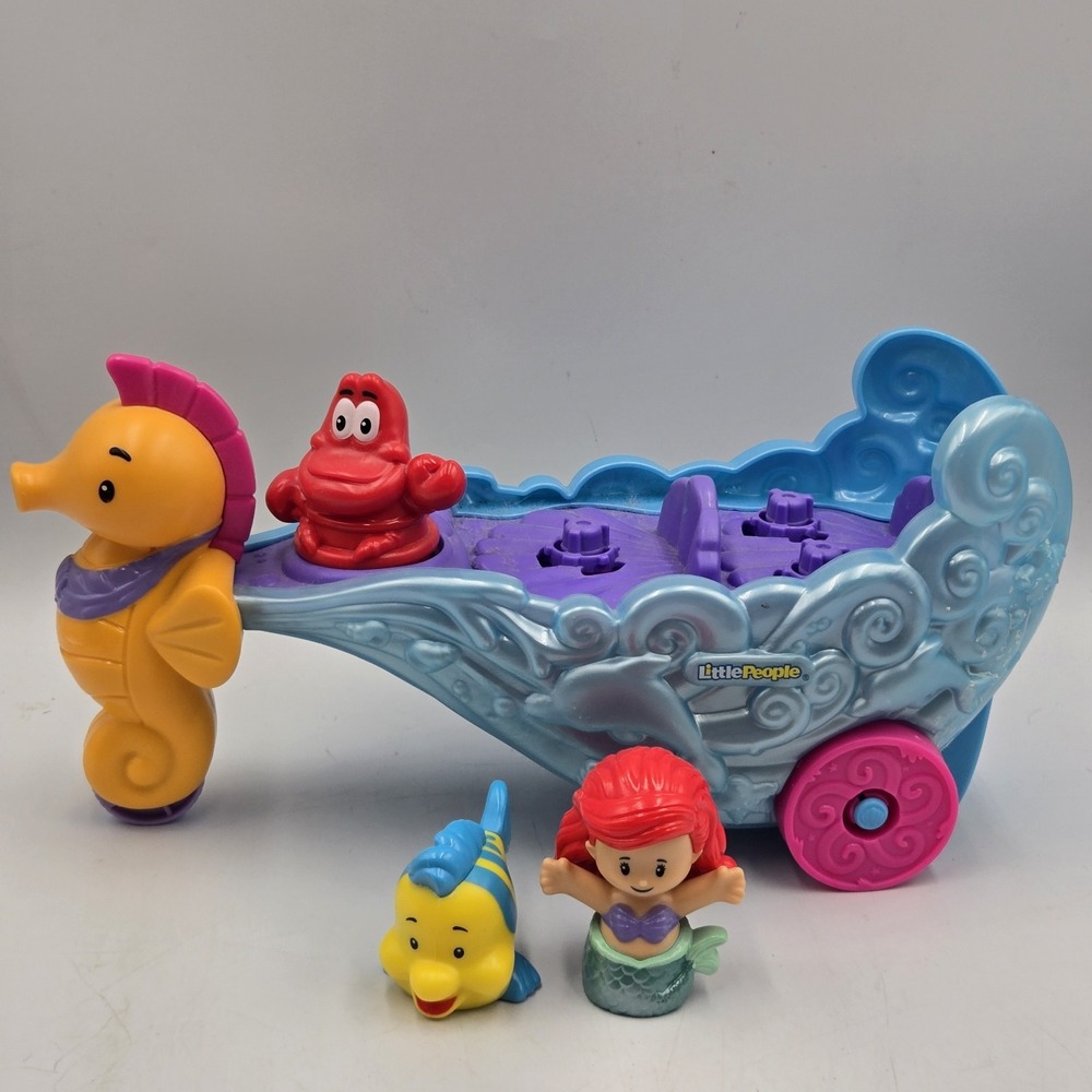 Disney Little People Little Mermaid Ariel's Sea Carriage Complete Works Flounder